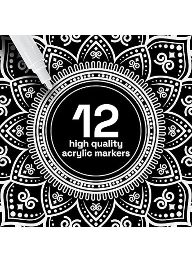 ARTISTRO White Marker Pens for Rock Painting, Stone, Ceramic, Glass, Wood, Tyre, Fabric, Metal, Canvas, Set of 12 Water Based Acrylic Paint Pens with Medium Point (White) - Image 4