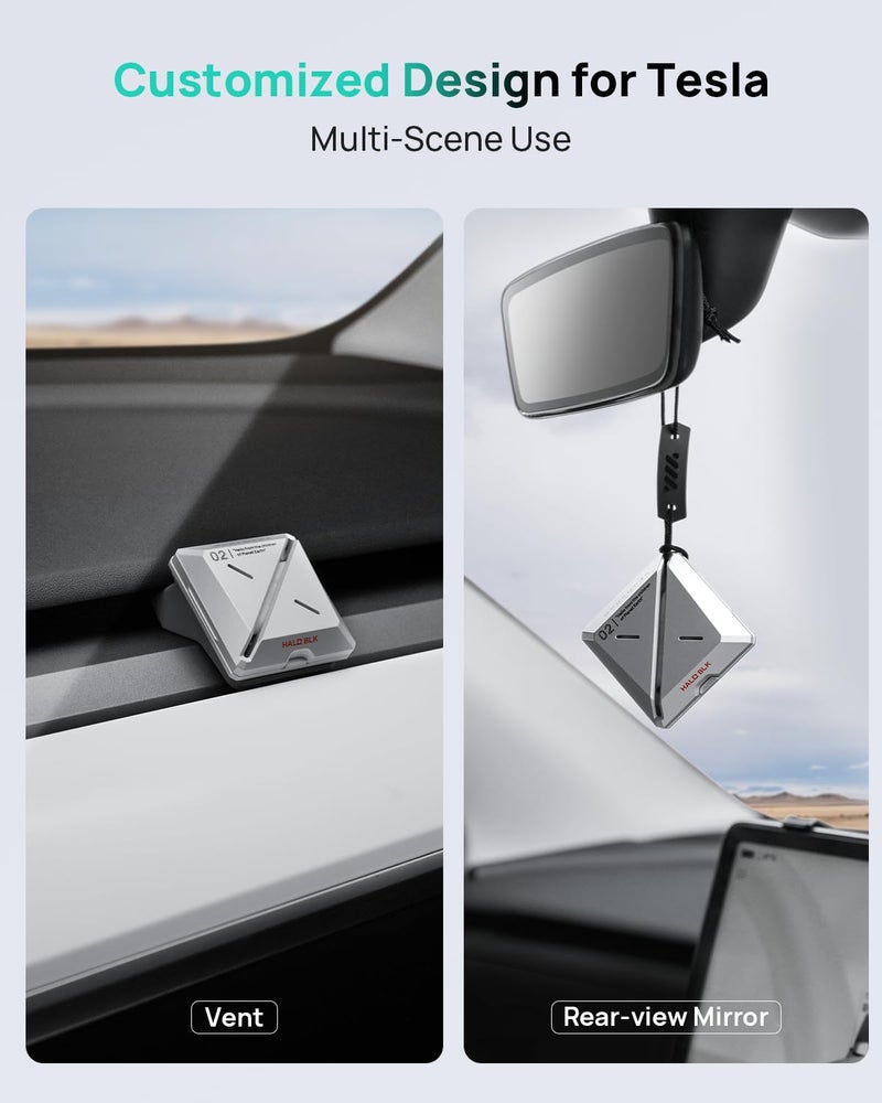 HALOBLK Car Air Freshener - White Peach Scent, Futuristic Style Aluminum Alloy Car Fragrance Diffuser with 2 Refills Designed for Tesla 2025-2021 Model Y Model 3 Accessories - Image 3