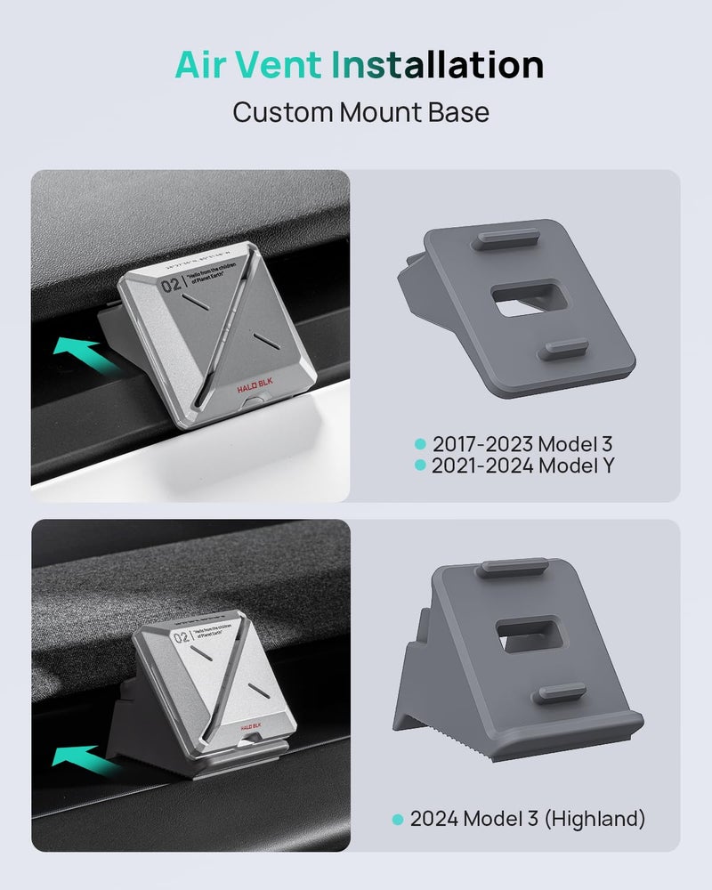 HALOBLK Car Air Freshener - White Peach Scent, Futuristic Style Aluminum Alloy Car Fragrance Diffuser with 2 Refills Designed for Tesla 2025-2021 Model Y Model 3 Accessories - Image 5