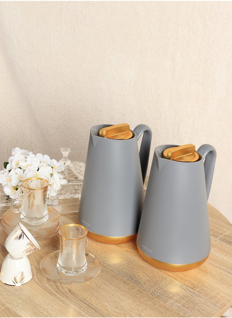 HOMEVEO Home View Luxury Tea and Coffee Thermos Set, 1L Capacity - Elegant design with golden touches, golden base and golden lid - High-quality thermal insulation that retains heat for long periods 
