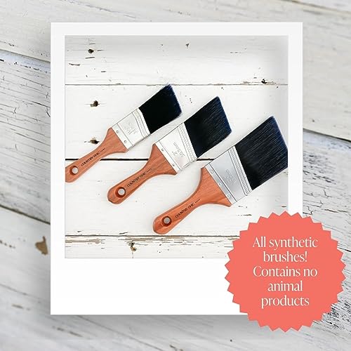 Country Chic Paint Chalk Style Paint Brush - Short-Handle Brush with Synthetic Angled Bristles for Smooth Furniture Paint Application with Minimal Brush Strokes, No Shedding, Vegan - Best for Water-Based Paint - 1.5" - Image 3