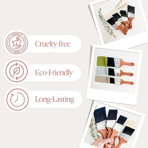 Country Chic Paint Chalk Style Paint Brush - Short-Handle Brush with Synthetic Angled Bristles for Smooth Furniture Paint Application with Minimal Brush Strokes, No Shedding, Vegan - Best for Water-Based Paint - 1.5" - Image 4