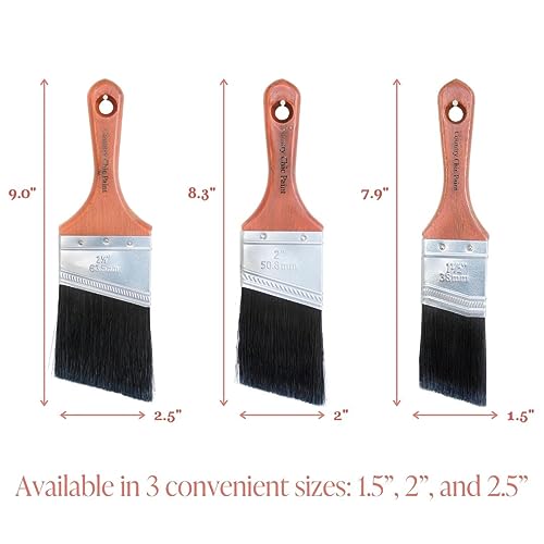 Country Chic Paint Chalk Style Paint Brush - Short-Handle Brush with Synthetic Angled Bristles for Smooth Furniture Paint Application with Minimal Brush Strokes, No Shedding, Vegan - Best for Water-Based Paint - 1.5" - Image 5
