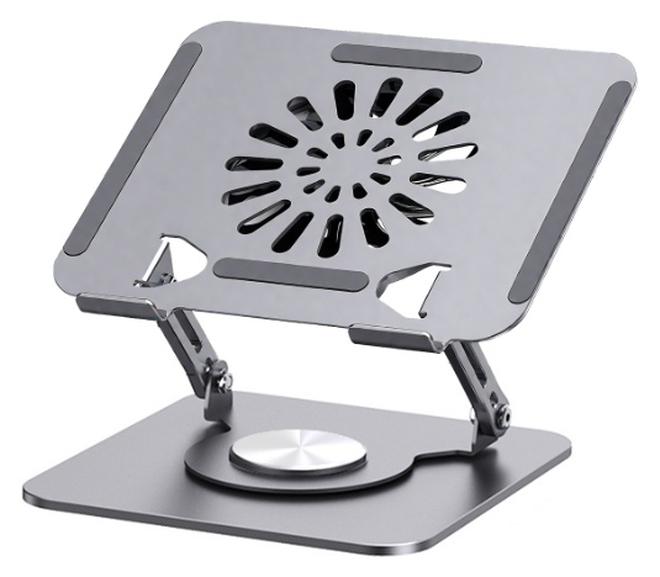 Faylor Laptop Stand with Cooling Fan for Desk, 360° Rotation Upgrade Larger Sturdy Base Adjustable, Foldable Metal Notebook Holder Fit for MacBook Air, MacBook Pro, Lenovo, HP, ASUS, etc - Image 1