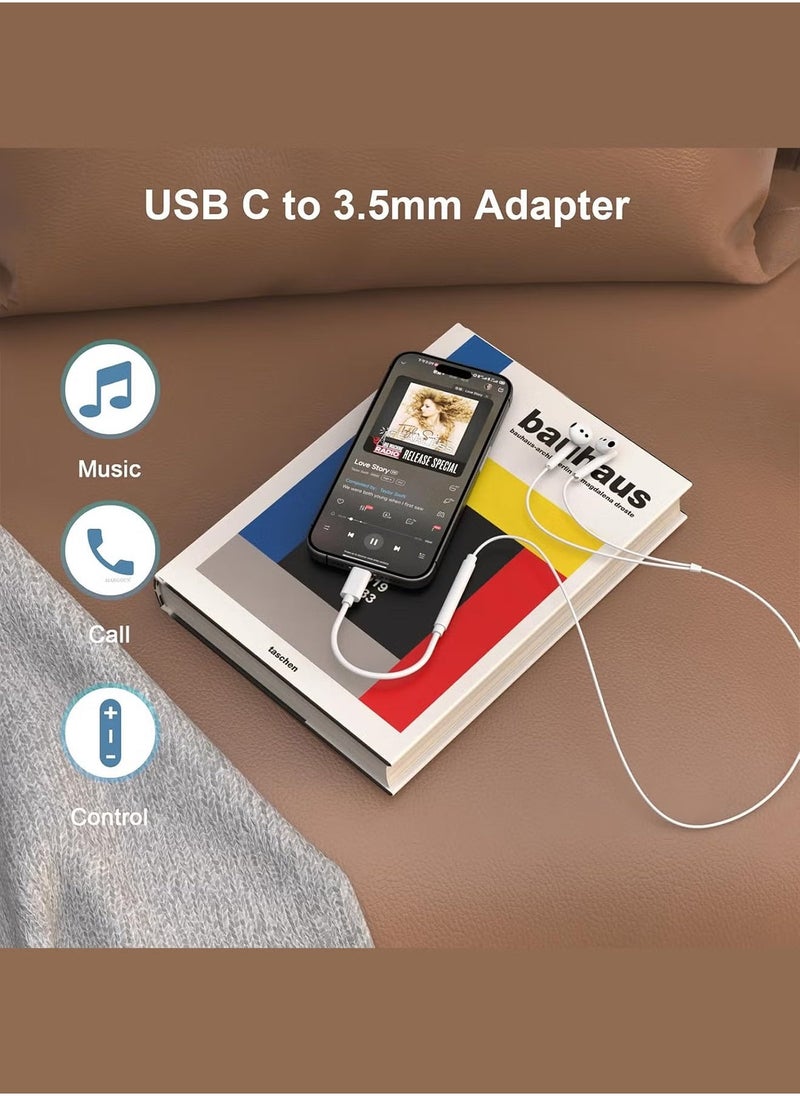 Raxoom Type C to 3.5mm Headphone Jack Adapter â€“ White, High-Quality Audio Conversion - Image 2