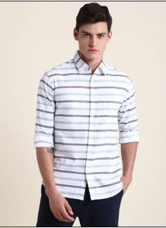 Dennis Lingo Men's White Slim Fit Cotton Casual Shirt  - Image 1