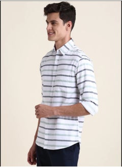 Dennis Lingo Men's White Slim Fit Cotton Casual Shirt  - Image 2