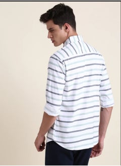 Dennis Lingo Men's White Slim Fit Cotton Casual Shirt  - Image 3
