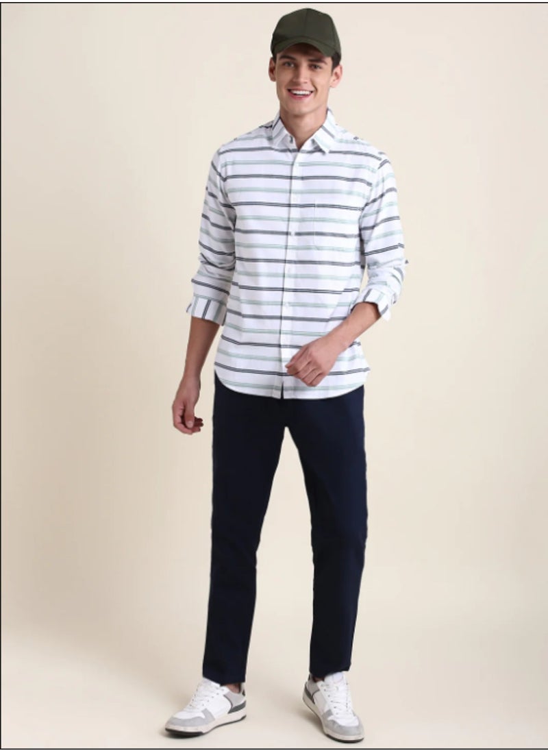 Dennis Lingo - Men's White Slim Fit Cotton Casual Shirt - Image 1