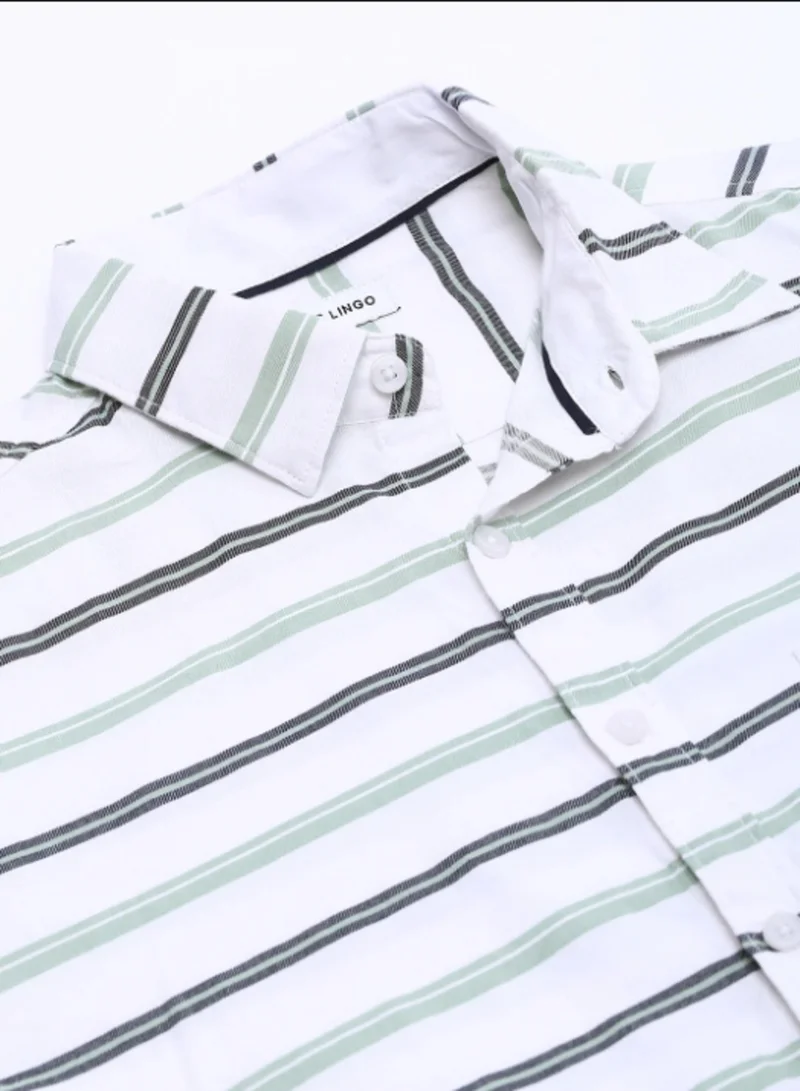 دينيس لينغو Men's White Slim Fit Cotton Casual Shirt