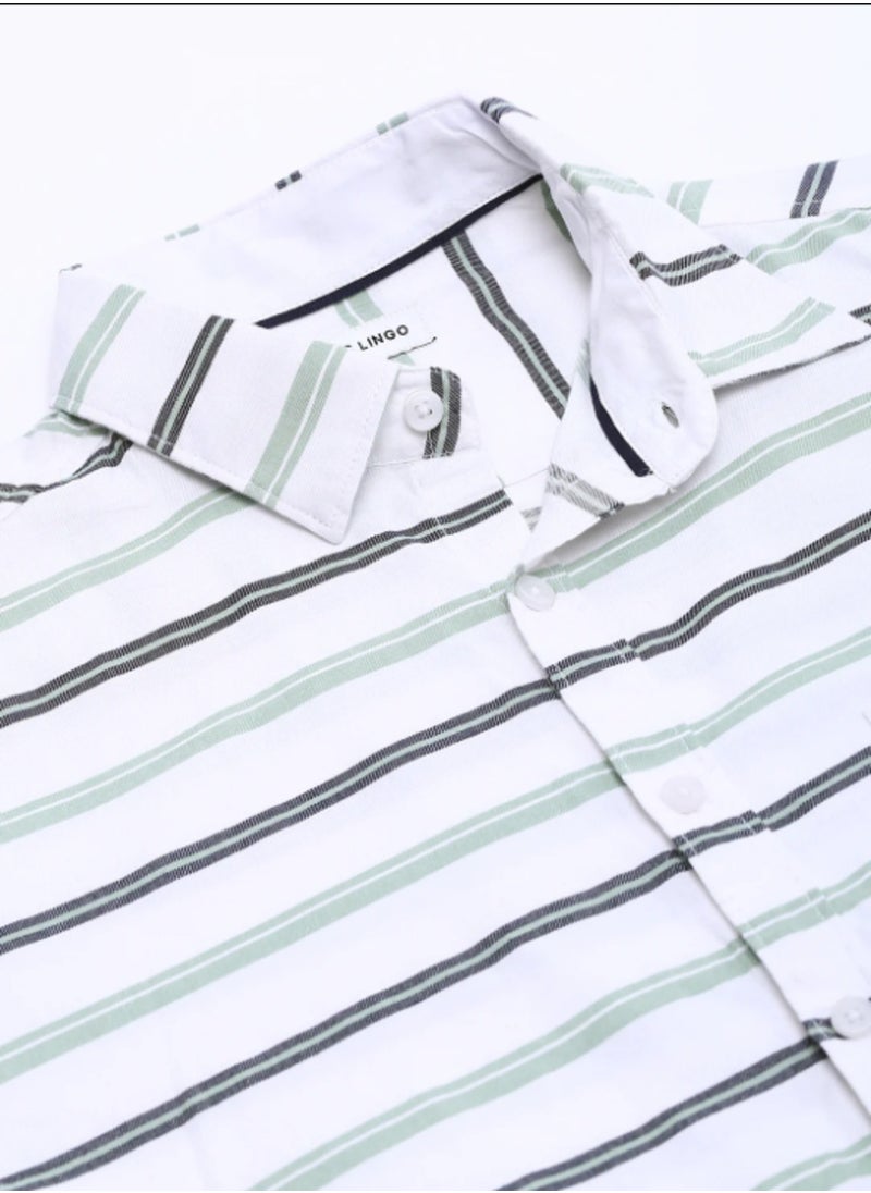 Dennis Lingo - Men's White Slim Fit Cotton Casual Shirt - Image 1
