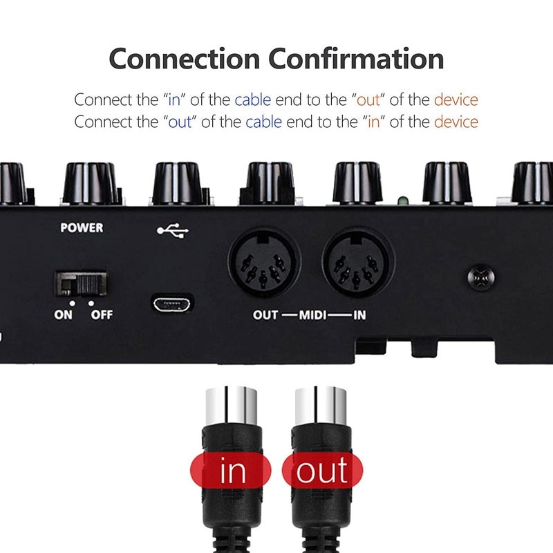 Getaria MIDI Cable 5 pin DIN plug 3m black, used for audio cables for electronic piano, MIDI keyboard, synthesizer, audio interface, sequencer, multi-effects peda - Image 3