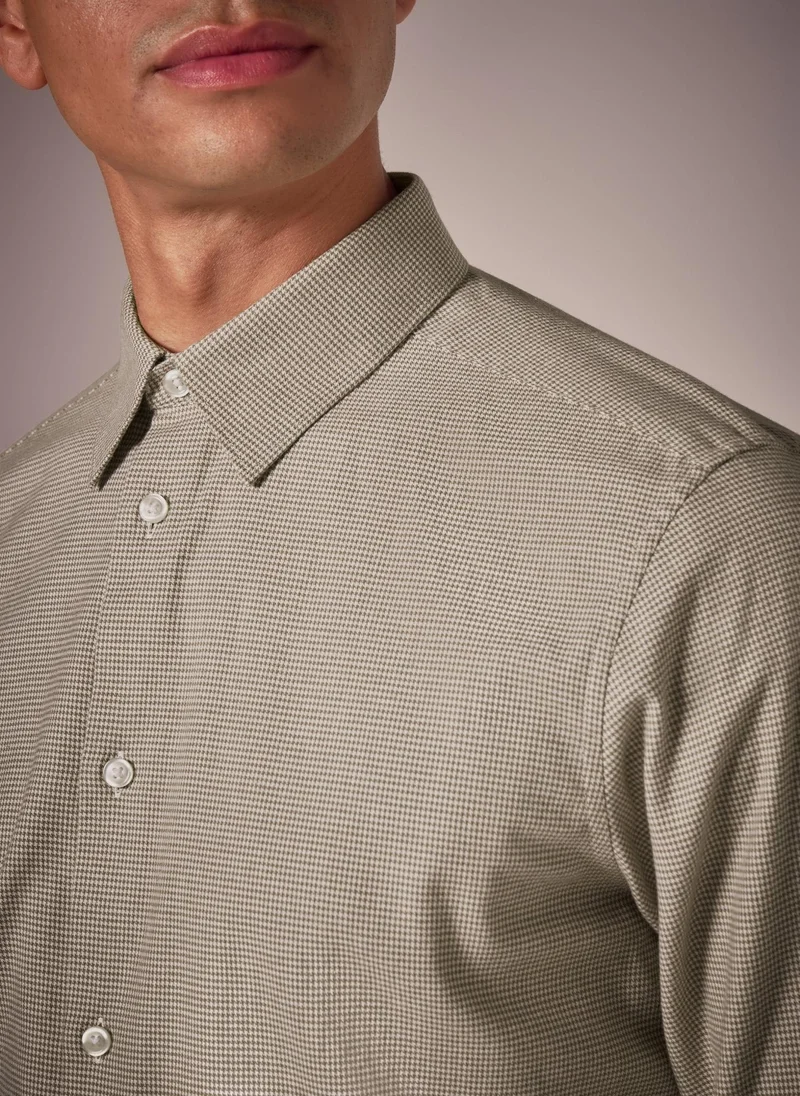 Matalan Taylor & Wright Stone Puppytooth Slim Fit Shirt