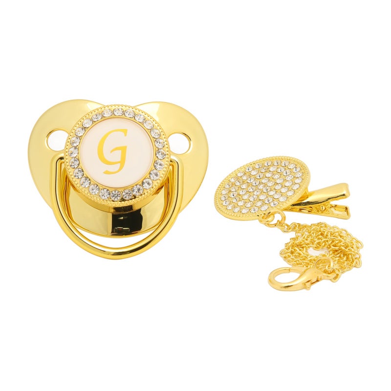 Curved Baby Pacifier Gold BPA-Free Silicone Ergonomic Design - Lightweight Seamless Construction Breastfeeding Support Pacifier for 6 To 18 Months Babies - Image 1