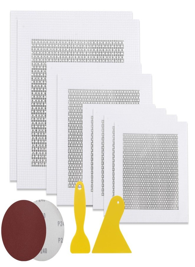 Romeda Drywall Patch Kit 11 Pack, 4/6/8 Inch Wall Patch with Extended Self Adhesive Mesh, Dry Wall Patch with Scraper and Sandpaper for Hole Repair - Image 1