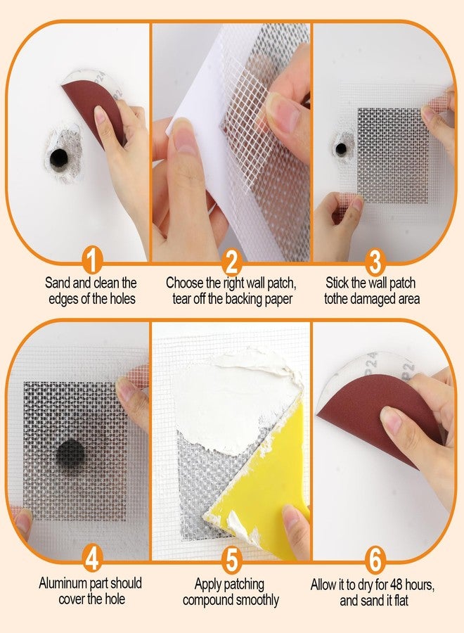 Romeda Drywall Patch Kit 11 Pack, 4/6/8 Inch Wall Patch with Extended Self Adhesive Mesh, Dry Wall Patch with Scraper and Sandpaper for Hole Repair - Image 4