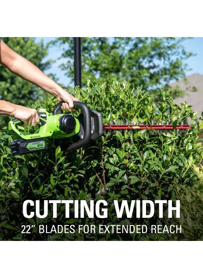 Greenworks 24V 22" Cordless Laser Cut Hedge Trimmer, Tool Only - Image 3