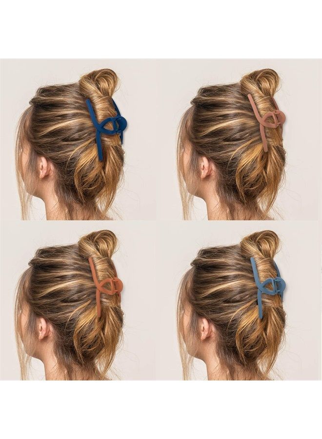 Whaline Big Hair Claw Clips 6 Color Whaline Large Hair Twisted Matte Jaw 4.3 Inch Nonslip Butterfly Hair Clip Claw Clamp Strong Hold Hair Styling Accessories for Women Girls Thin Thick Fine Hair