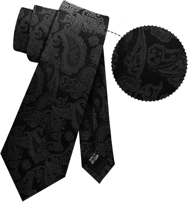 MENDENG Store Men's Classic Necktie Jacquard Woven Ties for Men Formal Business Ties Wedding Party Groomsmen Black Tie - Image 3
