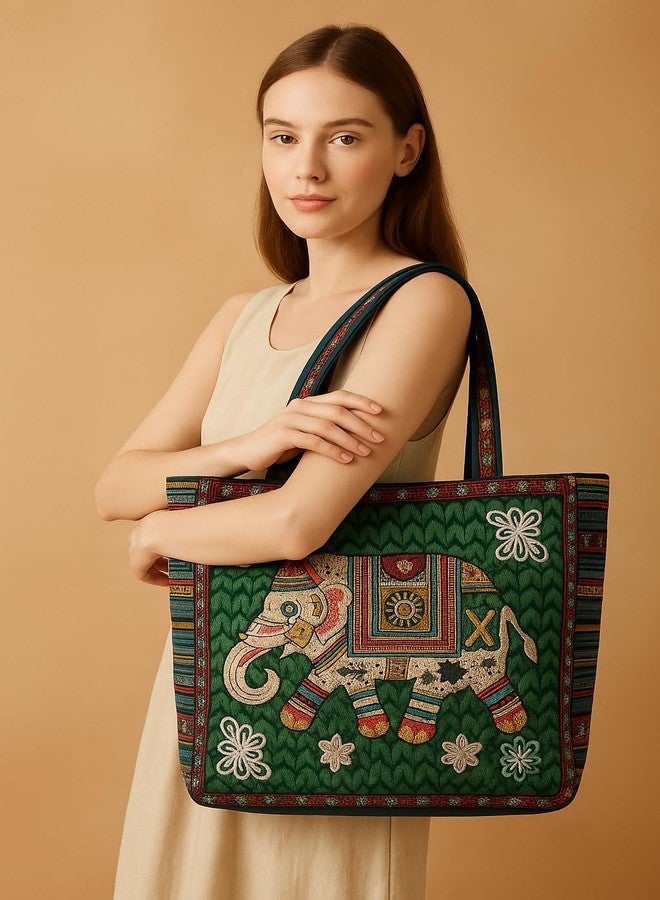 CULT FACTORY Stylish Jute Handbag for Women Shoulder Hand Bag Ladies Big Size Bag - Image 2