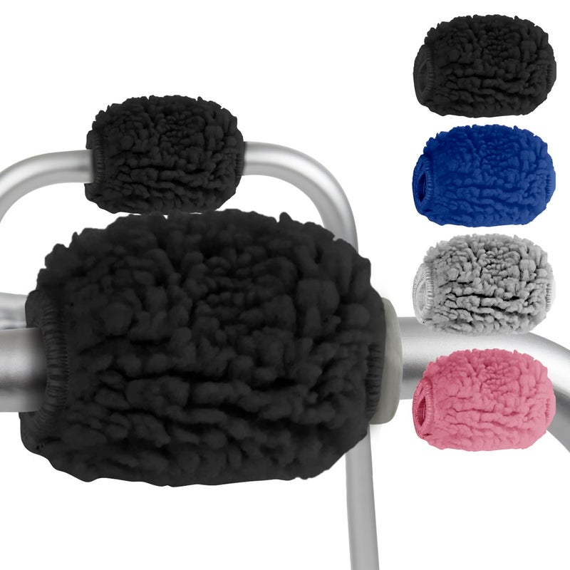 Vive Walker Handle Cushions 2Pack Extra Soft Sheepskin Grips Padded Hand Cover Accessories for Folding Rolling Wheelchair Rollator Handle Senior Elderly Grippers Foam Padding for Disability