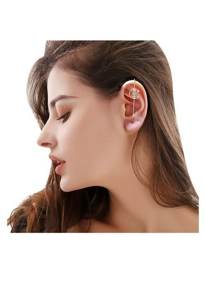 El Regalo 2PCs Glamorous Statement Ear Needle Wrap Crawler Earrings- Fashion Ear Cuff Ear Wrap Needle Earrings Jewelry For Girls & Women (Option-1) - Image 2