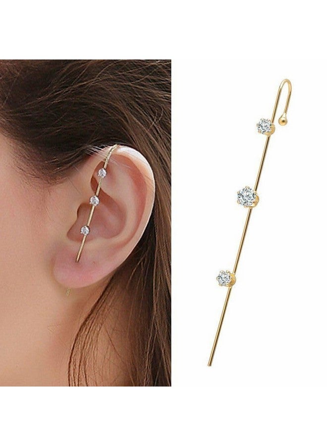 El Regalo 2PCs Glamorous Statement Ear Needle Wrap Crawler Earrings- Fashion Ear Cuff Ear Wrap Needle Earrings Jewelry For Girls & Women (Option-1) - Image 3