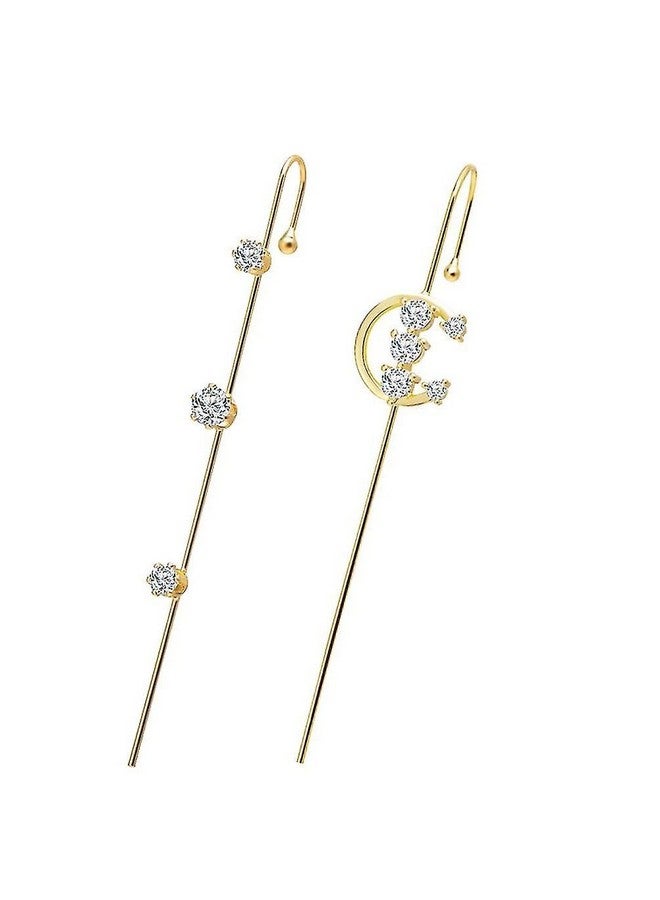 El Regalo 2PCs Glamorous Statement Ear Needle Wrap Crawler Earrings- Fashion Ear Cuff Ear Wrap Needle Earrings Jewelry For Girls & Women (Option-1) - Image 1