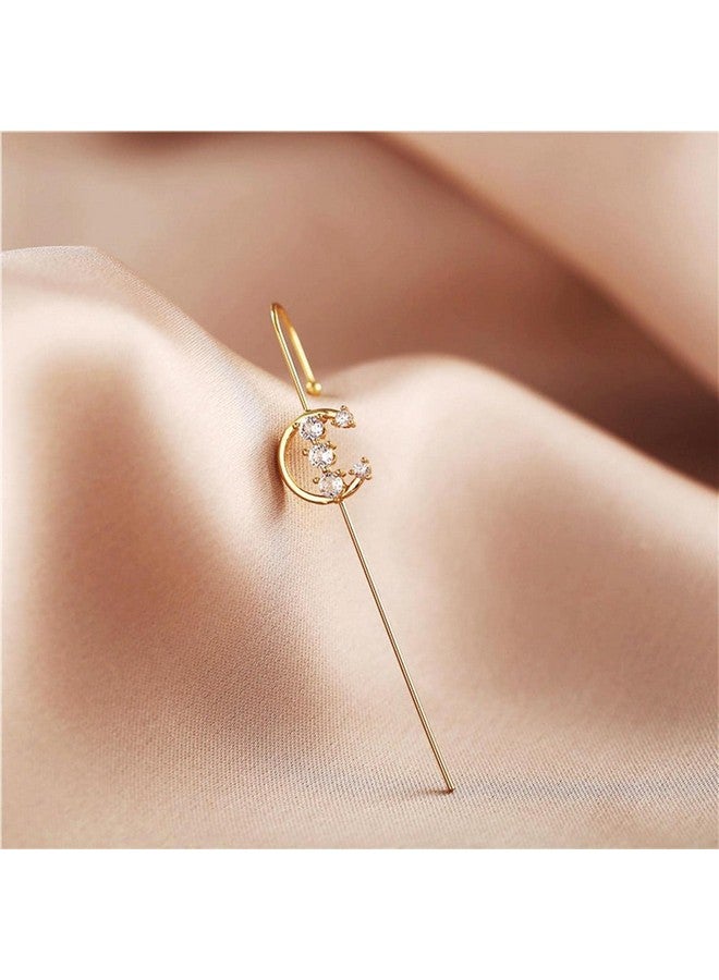 El Regalo 2PCs Glamorous Statement Ear Needle Wrap Crawler Earrings- Fashion Ear Cuff Ear Wrap Needle Earrings Jewelry For Girls & Women (Option-1) - Image 4
