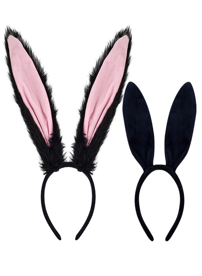Kiddale 2Pcs Bunny Ears Headbands,Black Easter Rabbit Hair Bands,Bunny Ear Hair Hoop Rabbit Costume Accessories for Easter Halloween Spring Party Cosplay - Image 1