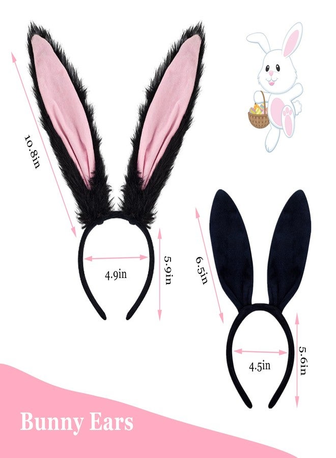 Kiddale 2Pcs Bunny Ears Headbands,Black Easter Rabbit Hair Bands,Bunny Ear Hair Hoop Rabbit Costume Accessories for Easter Halloween Spring Party Cosplay - Image 4