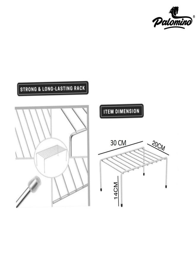 Homify Stainless Steel Under Cabinet Kitchen Dish Rack Expandable Storage Floating Shelves for Kitchen Multipurpose Organizer with Anti-Rust Nano Coating - Pack of 2 - Image 4
