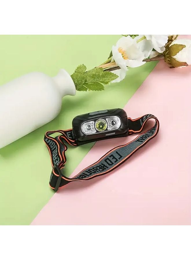 Black Motion Sensor Headlamp Wave Control Type C Rechargeable For Outdoor Camping - Image 1