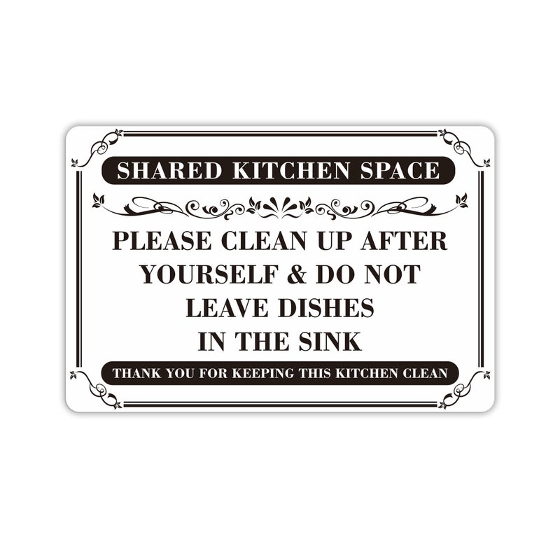 LUHIMO Clean Up After Yourself Sign, Waterproof Do Not Leave Dishes In The Sink Sticker, Keep Kitchen Clean Rules for Office Kitchens Supplies, Breakroom Essentials Decor and Shared Kitchen 5.9''x3.9'' - Image 1