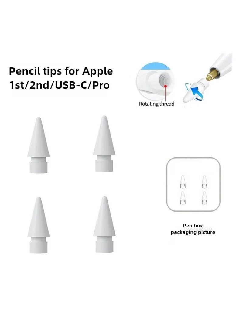 Chabeia 4PCS Replacement Tip For Apple Pencil 1st 2nd 3rd USB-C Pro, for Apple Pencil Nibs,2B Double Soft Pencil Tips,Crayon Pencil Tip,Replacement Stylus Pen Nib,for Apple Pencil 1st Gen & 2nd Generation iPad Pen Nibs,White - Image 1