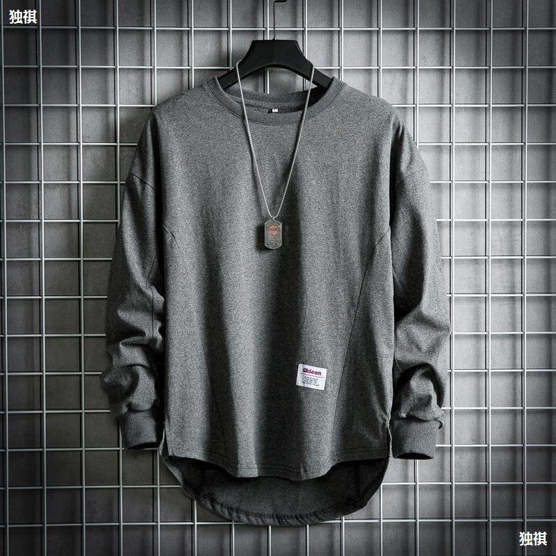 Round Neck Long Sleeve T-Shirt Men'S Loose Fat Plus Size Top T-Shirt Korean Fashionable Army Green Base Shirt - Image 5