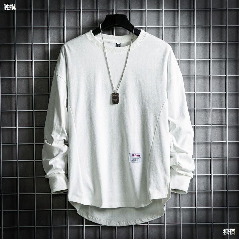 Round Neck Long Sleeve T-Shirt Men'S Loose Fat Plus Size Top T-Shirt Korean Fashionable Army Green Base Shirt - Image 3