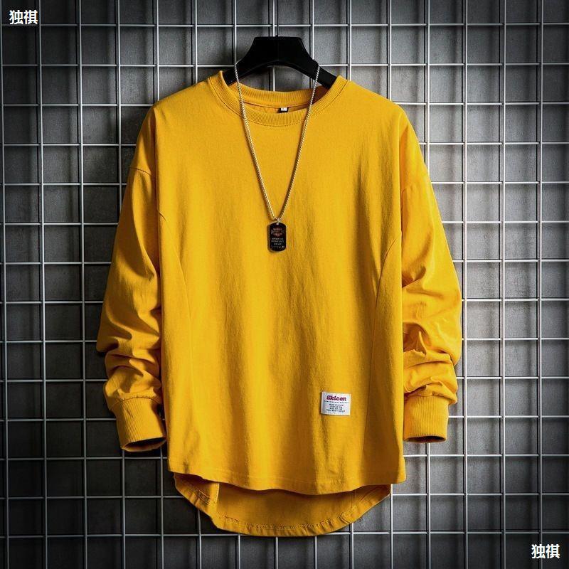 Round Neck Long Sleeve T-Shirt Men'S Loose Fat Plus Size Top T-Shirt Korean Fashionable Army Green Base Shirt - Image 4