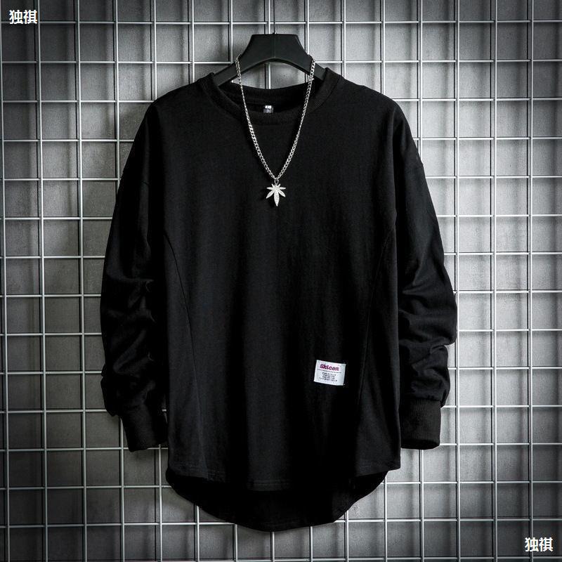 Round Neck Long Sleeve T-Shirt Men'S Loose Fat Plus Size Top T-Shirt Korean Fashionable Army Green Base Shirt - Image 2