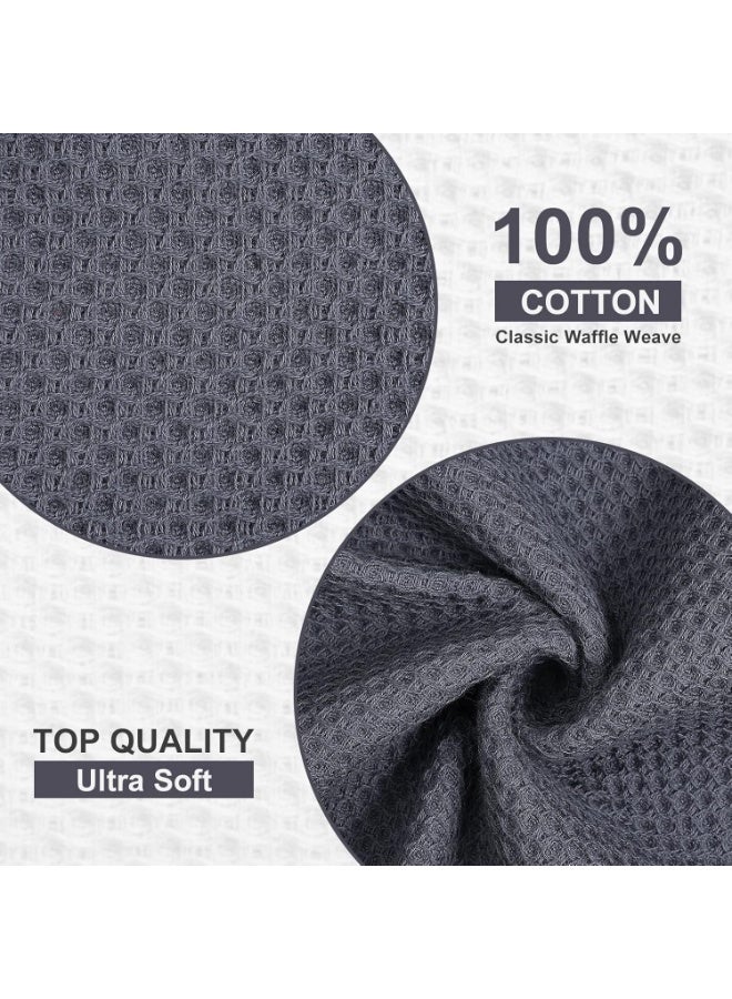 Kitinjoy 100% Cotton Kitchen Dish Cloths, 6 Pack Waffle Weave Ultra Soft Absorbent Dish Towels for Drying Dishes Quick Drying Kitchen Towels Dish Rags, 12 X 12 Inches, Dark Grey - Image 4