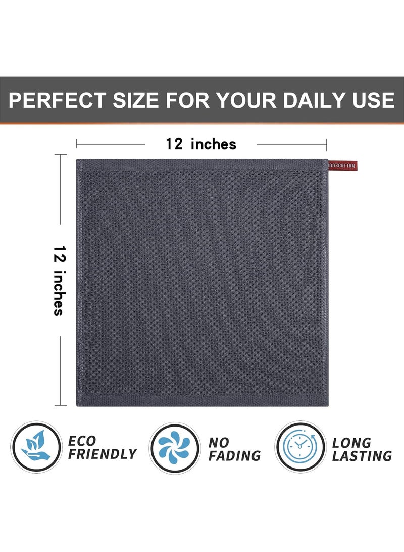 Kitinjoy 100% Cotton Kitchen Dish Cloths, 6 Pack Waffle Weave Ultra Soft Absorbent Dish Towels for Drying Dishes Quick Drying Kitchen Towels Dish Rags, 12 X 12 Inches, Dark Grey - Image 2