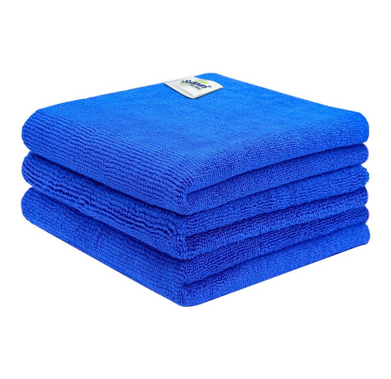 SOFTSPUN Microfiber Cleaning Cloths, 50x50cms 3 pcs Towel Set 340 GSM Blue! Highly Absorbent Lint and Streak Free Multipurpose Wash Cloth for Kitchen Car Window Stainless Steel Silverware. - Image 1