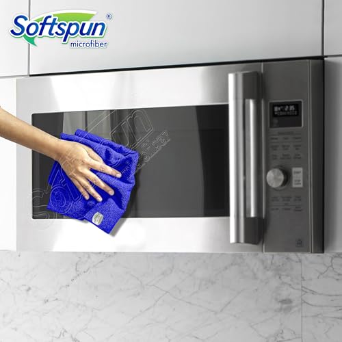 SOFTSPUN Microfiber Cleaning Cloths, 50x50cms 3 pcs Towel Set 340 GSM Blue! Highly Absorbent Lint and Streak Free Multipurpose Wash Cloth for Kitchen Car Window Stainless Steel Silverware. - Image 5