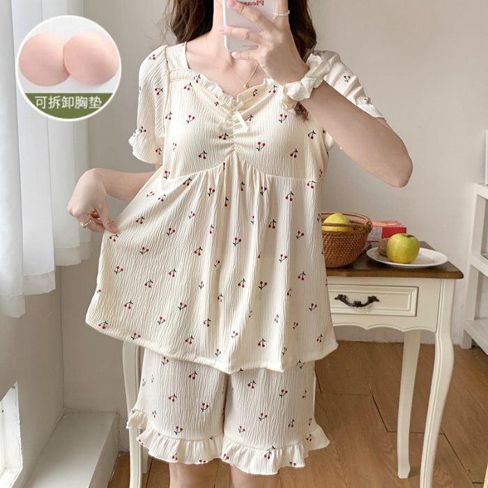 Summer Cotton-Like Pajama Set with Padded Bra 889# Bear  - Image 4