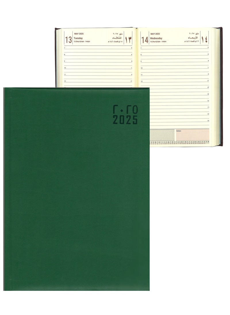 Psi - 2025 Executive Diary With Green PU Cover A5 Size - Image 1