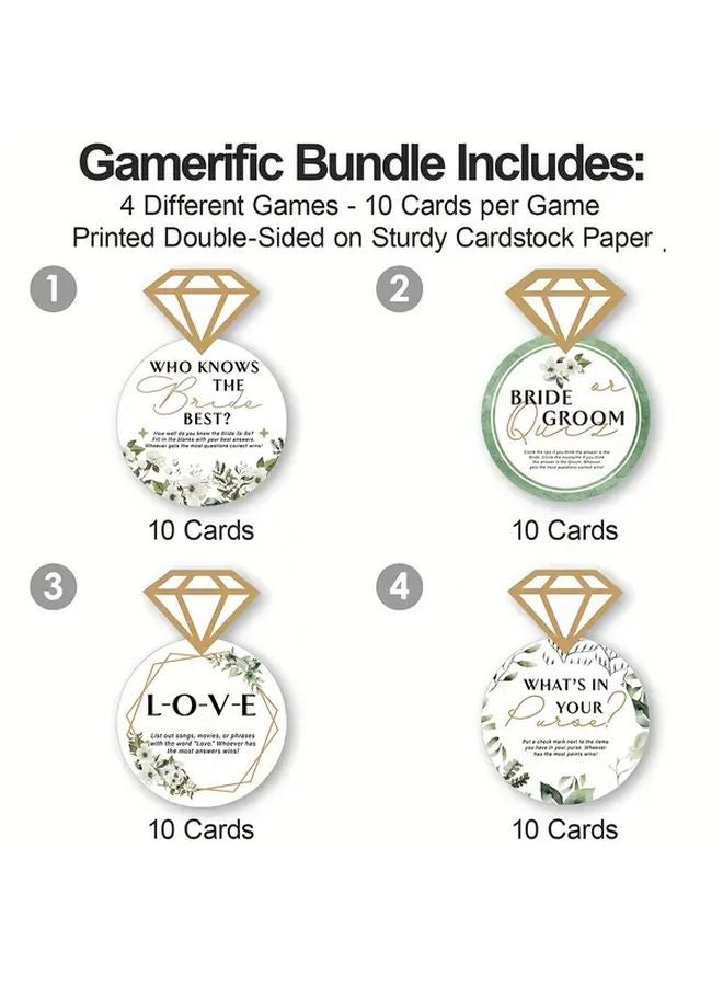 40 Pcs Wedding Game Cards Floral Diamond Design Who Knows The Bride Best Bridal Shower - Image 3