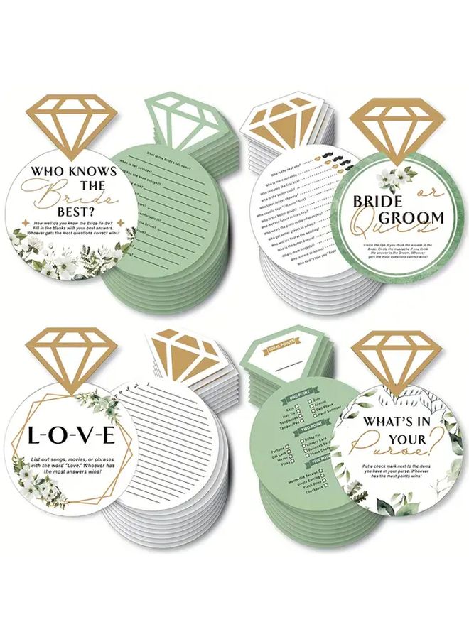 40 Pcs Wedding Game Cards Floral Diamond Design Who Knows The Bride Best Bridal Shower - Image 2