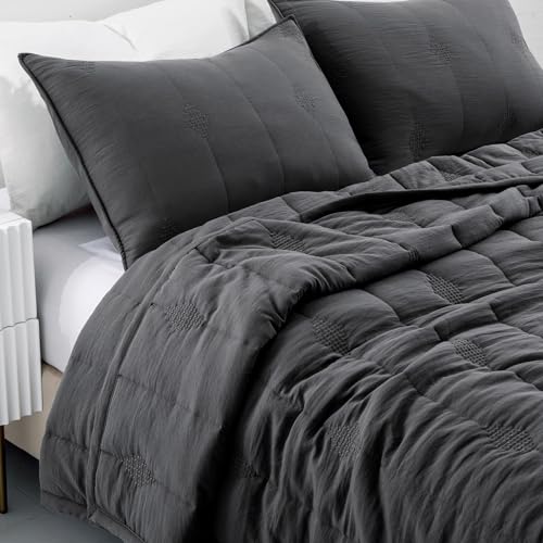 ANNA.Z HOME Oversized King Quilt Set, 3 Pieces Lightweight Microfiber Bedspread with 2 Pillow Shams, Extra Large All Season Coverlet -Charcoal Grey Oversize King Set - Image 4