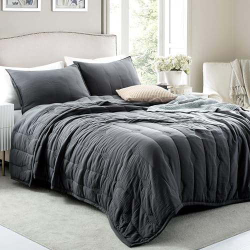 ANNA.Z HOME Oversized King Quilt Set, 3 Pieces Lightweight Microfiber Bedspread with 2 Pillow Shams, Extra Large All Season Coverlet -Charcoal Grey Oversize King Set - Image 3
