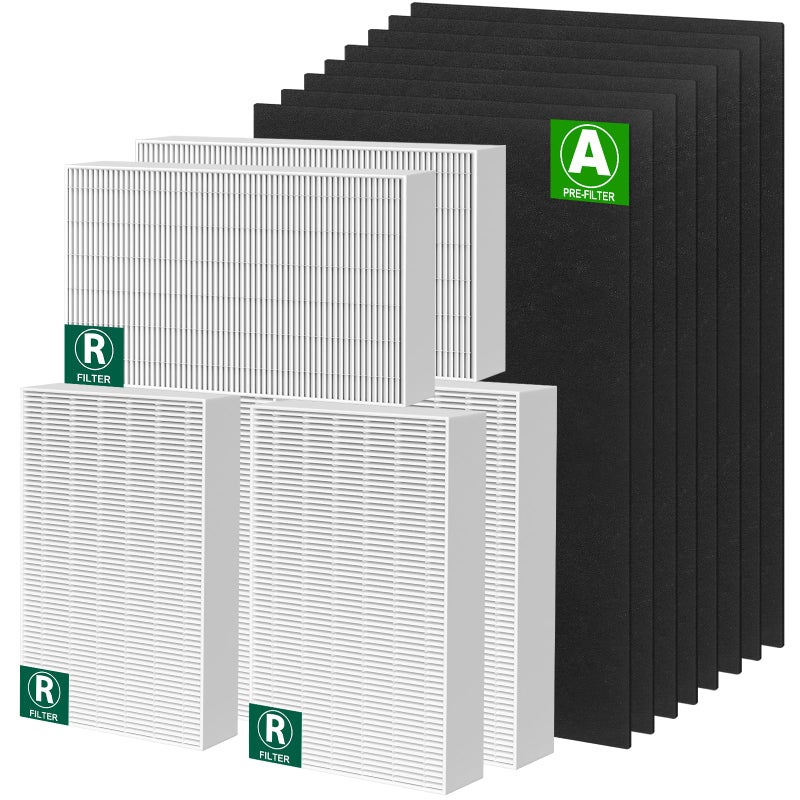 Musslan 6 Pack HPA300 HEPA Filter Replacement R with 8 Pack Activated Carbon Filter A Compatible with Honeywell Air Purifier HPA300 HPA304 HPA200 HPA3300 and HPA5300 Series